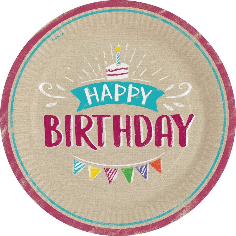 Πιάτα χαρτ. φαγητού 23εκ My Birthday Party /8 τεμ