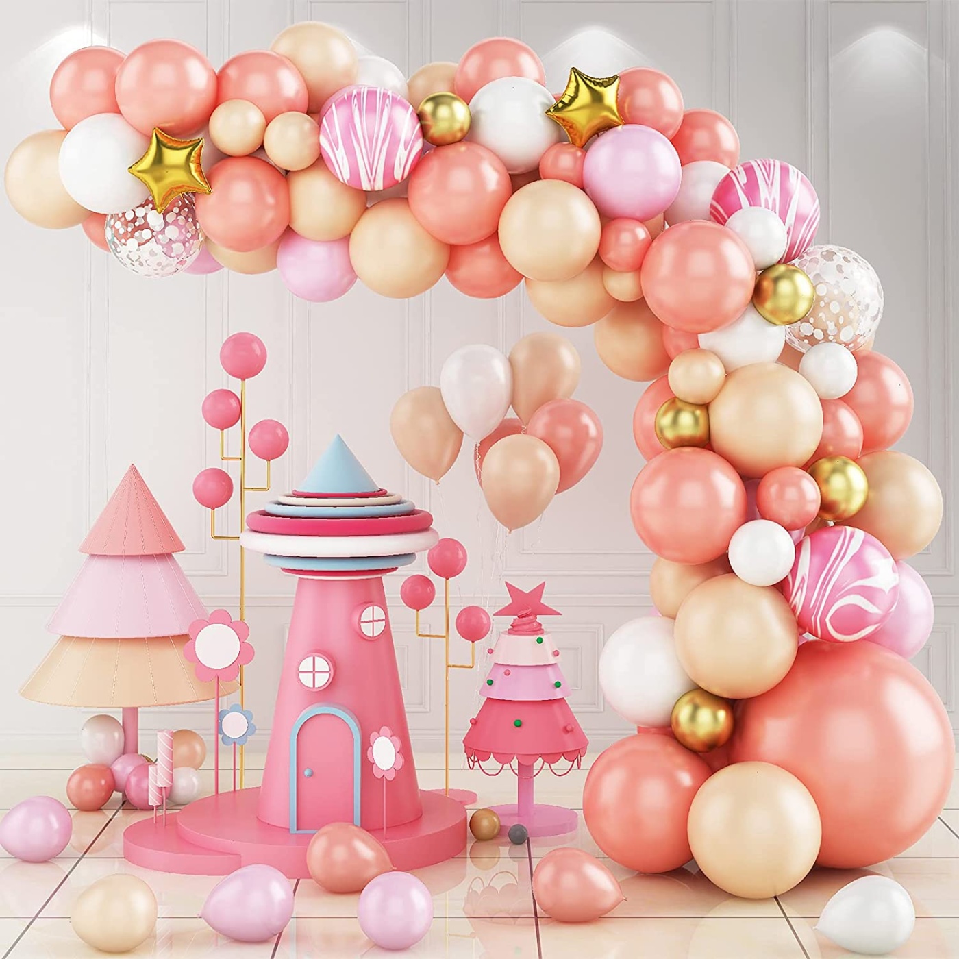 DIY Γιρλάντα "Rosegold Star" / 81 Μπαλόνια