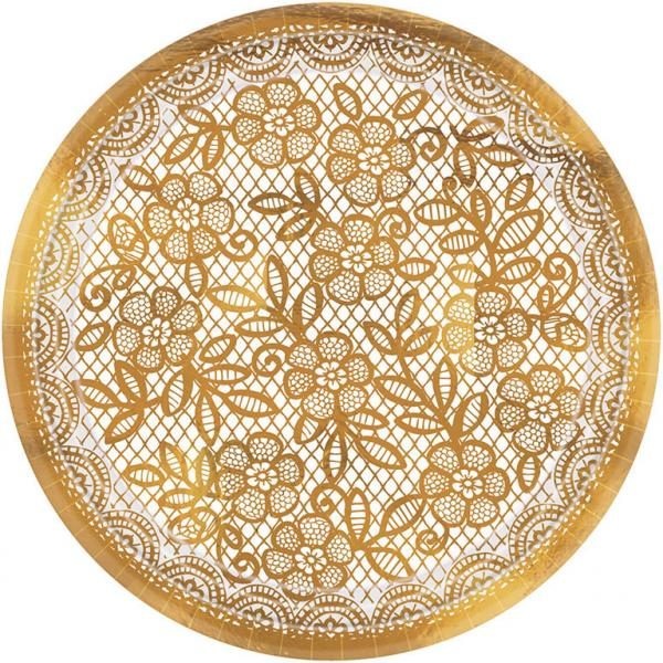 Πιάτα χαρτ. γλυκού 18εκ Delicate Lace Gold /8 τεμ