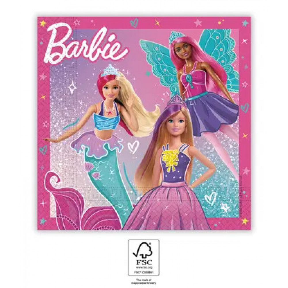 Χαρτοπετσέτες φαγητού Barbie Fantasy 33×33 cm / 20 τεμ