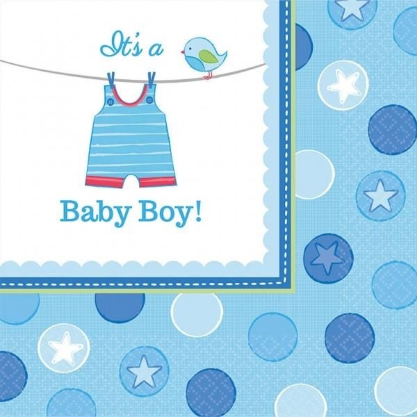 Χαρτοπετσέτες φαγητού 33εκ Shower with Love Boy /16 τεμ