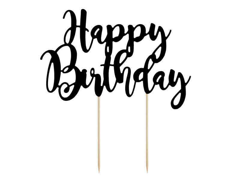 Διακοσμητικό Τούρτας Μαύρο Happy Birthday /22,5 εκ