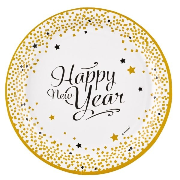 Πιάτα χαρτ. 23εκ Happy New Year /8 τεμ