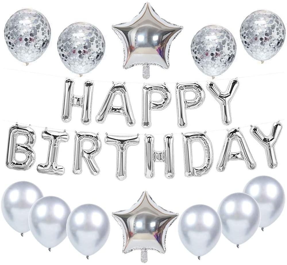 Σετ Μπαλονιών Happy Birthday Silver
