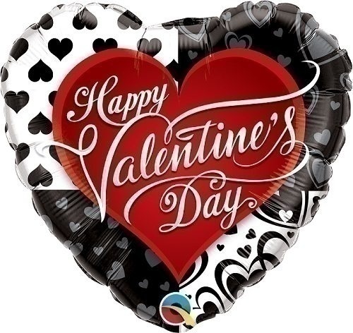 Μπαλόνι Φοιλ 18 Valentine's Black Hearts / 46εκ