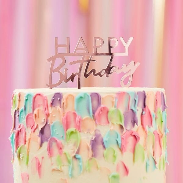 Διακόσμηση Τούρτας Happy Birthday Ακρυλική