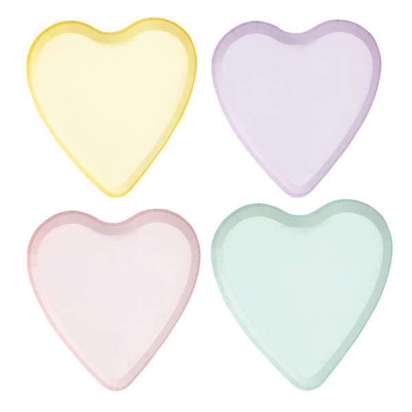 Πιάτα χάρτινα 17x18 εκ Σχήμα Καρδιά Candy Hearts / 8 τεμ