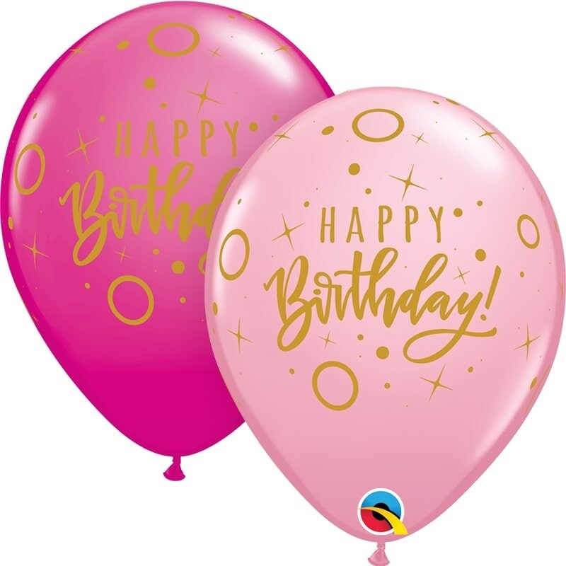 Μπαλόνια 11 Birthday Dots & Sparkle Ροζ & Φούξια /25 τεμ