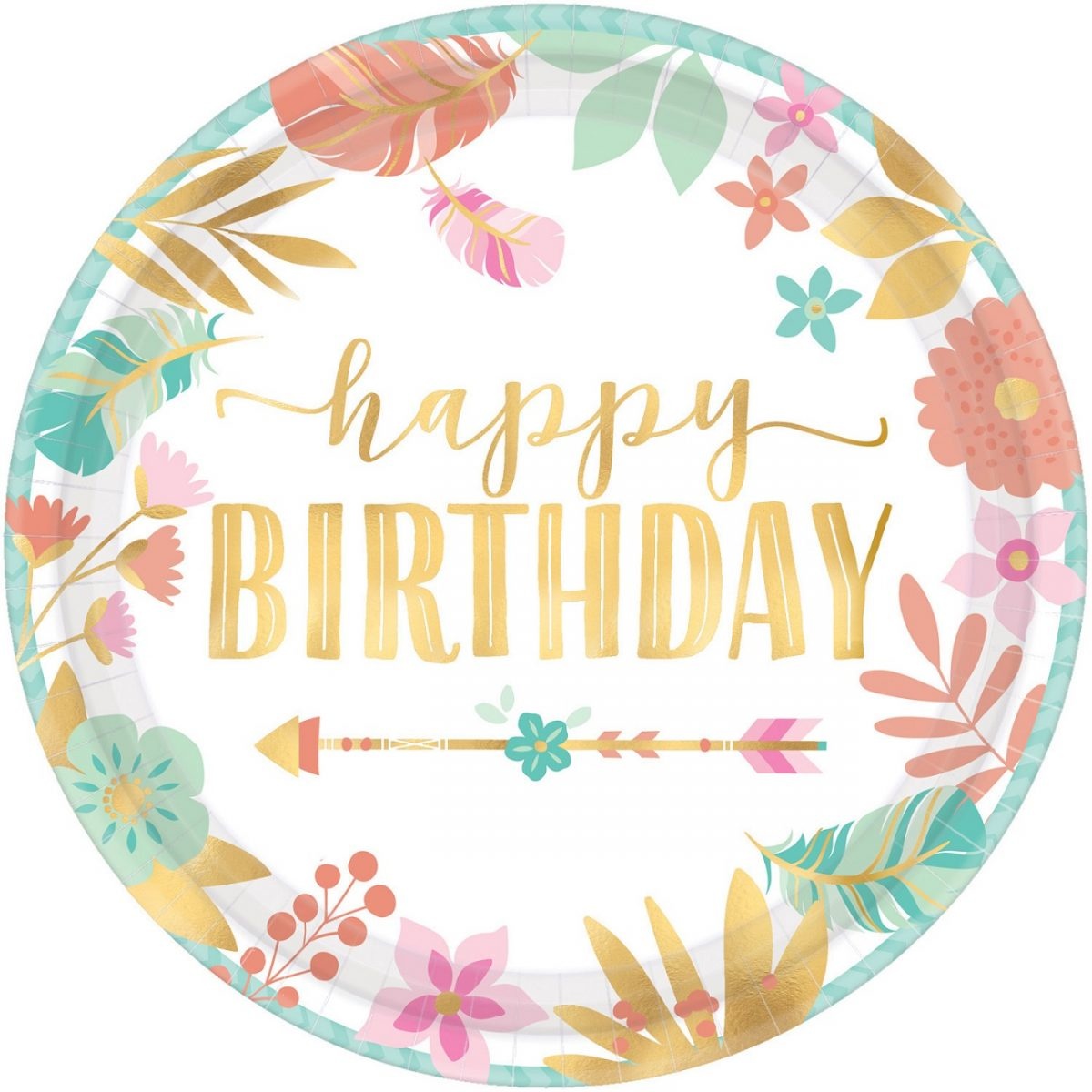 Πιάτα χαρτ. γλυκού 18εκ Boho Birthday Girl /8 τεμ