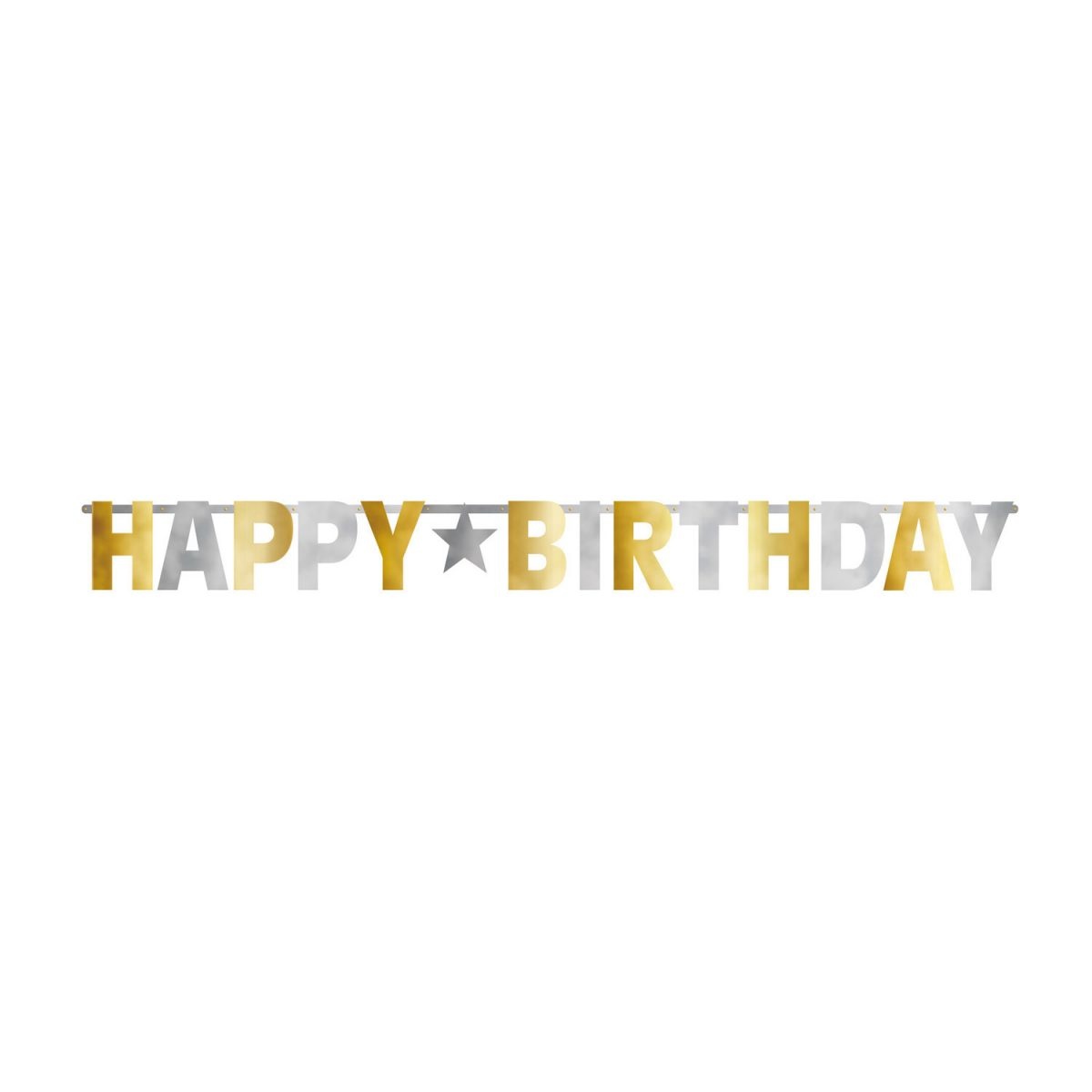 Γιρλάντα Γράμματα Happy Birthday Χρυσό και Ασημί / 320 εκ