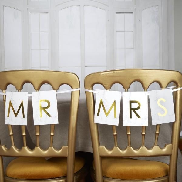 Γιρλάντα Χάρτινη Mr & Mrs Scripted Marble