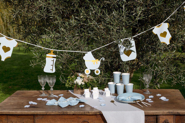 Γιρλάντα Baby Shower Σιέλ κ Χρυσό/ Light Blue & Gold / 5μ.