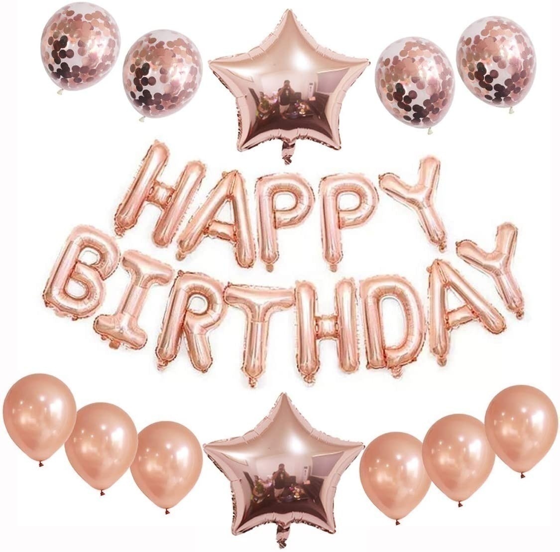 Σετ Μπαλονιών Happy Birthday Rosegold