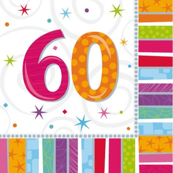 Χαρτοπετσέτες φαγητού νούμερο 60 Radiant Birthday /16 τεμ