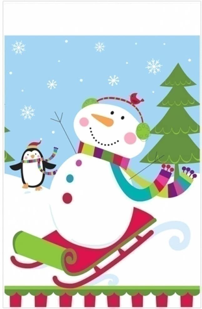 Τραπεζομάντηλο πλαστικό Joyful Snowman / 137 x 259 εκ - Χιονάνθρωπος