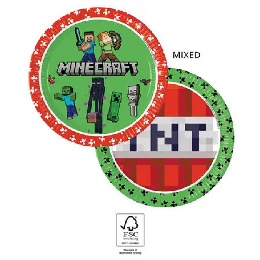 Χάρτινα πιάτα φαγητού Minecraft 23cm / 8τμχ