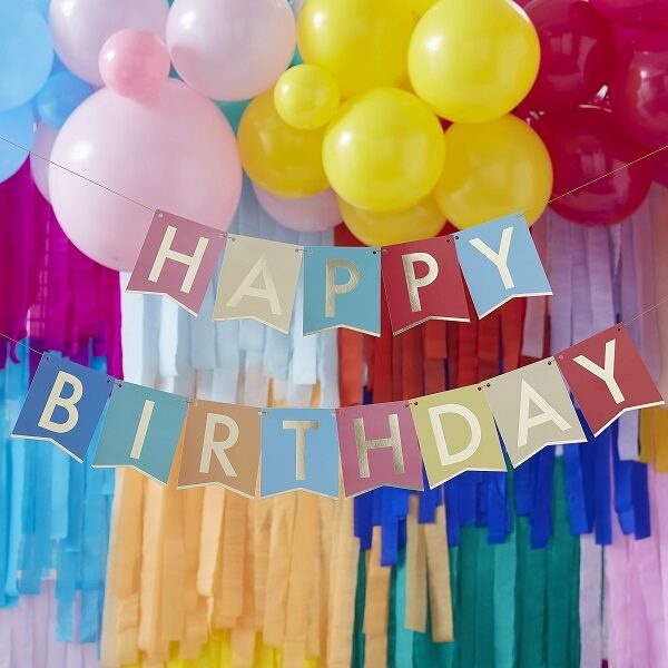 Γιρλάντα Σημαιάκια Multi-Coloured Happy Birthday