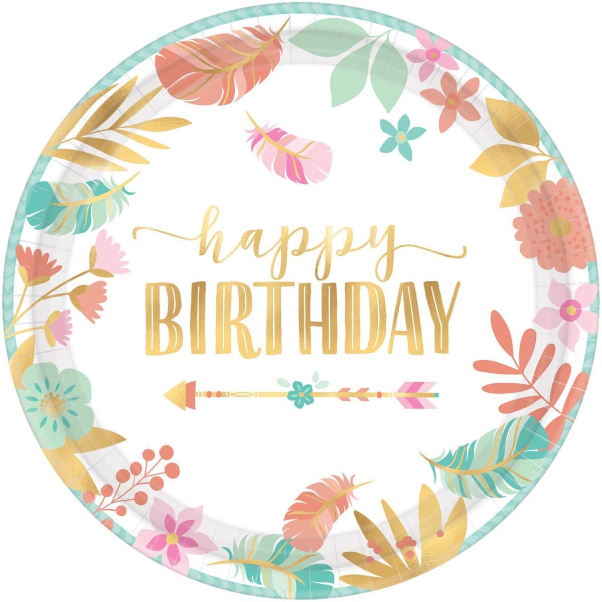 Πιάτα χαρτ. φαγητού Boho Birthday Girl 26.7 εκ / 8 τεμ