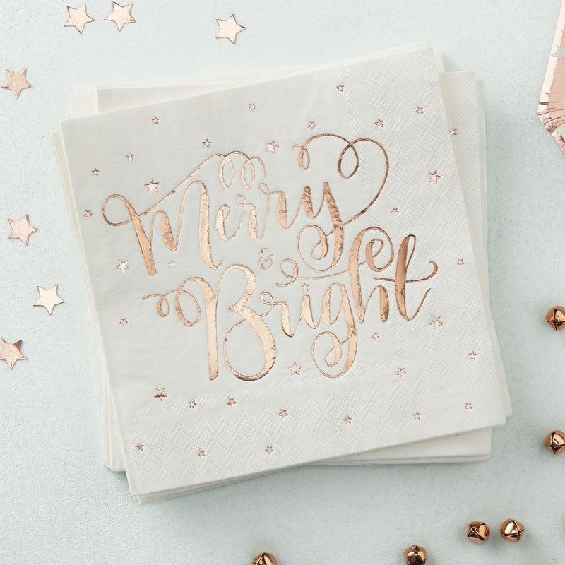 Χαρτοπετσέτες Merry & Bright Ροζ Χρυσό /20 τεμ