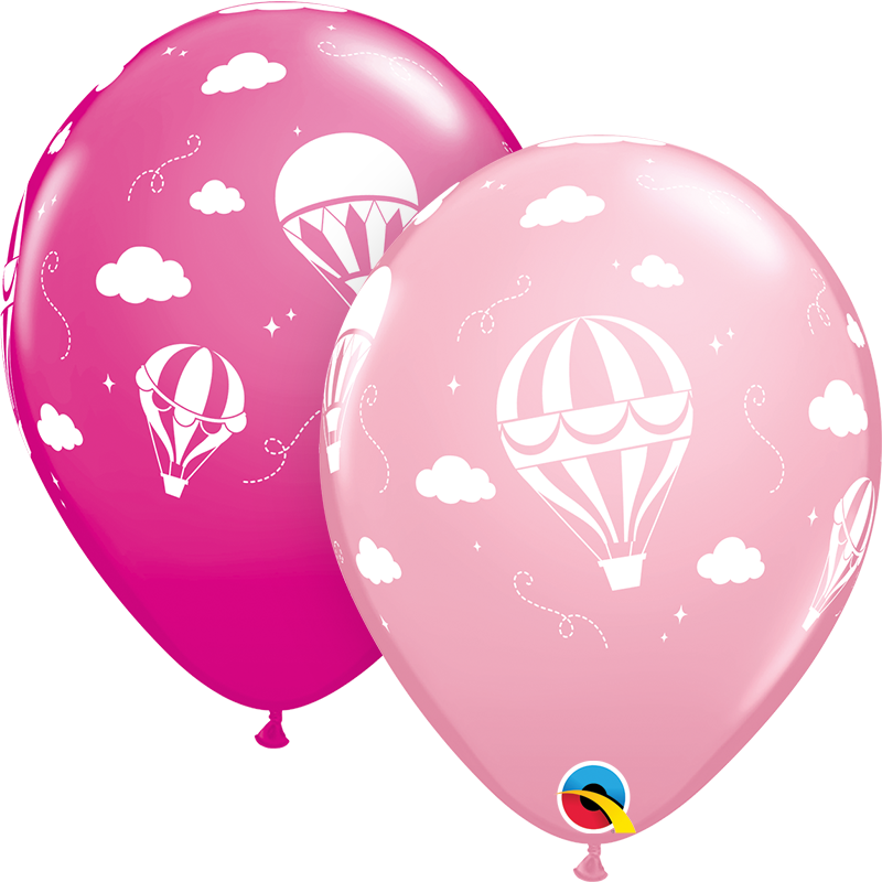 Μπαλόνια Λατέξ 11 Αερόστατο Ροζ & Φούξια Baby Girl Hot Air Balloon /25 τεμ
