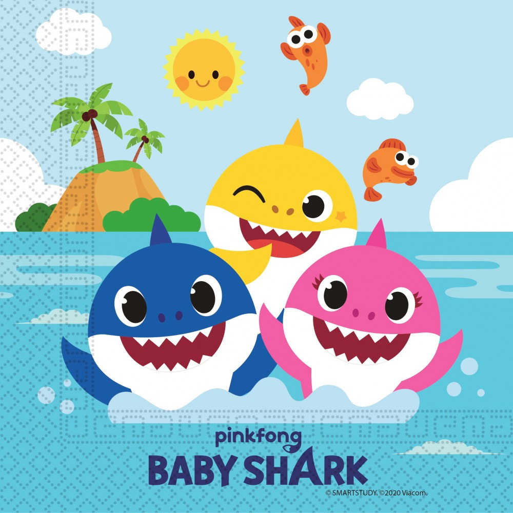 Χαρτοπετσέτες φαγητού Βaby Shark 33×33 cm/20 τεμ