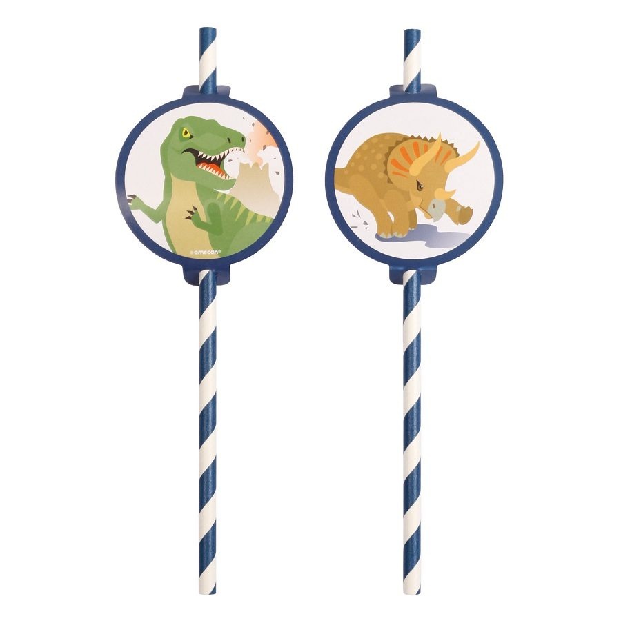 Καλαμάκια Χάρτινα Happy Dinosaur 19.7εκ / 8 τεμ