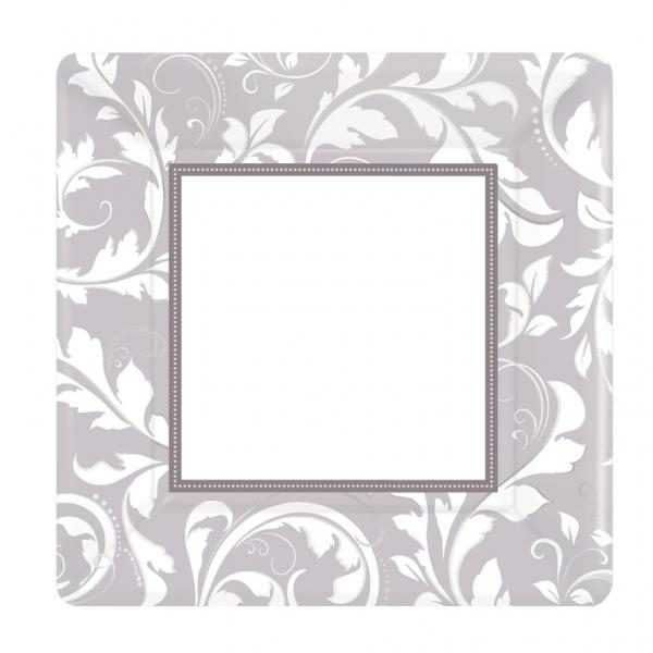 Πιάτα τετρ. 25,4εκ Ασημί Elegant Scroll /8 τεμ
