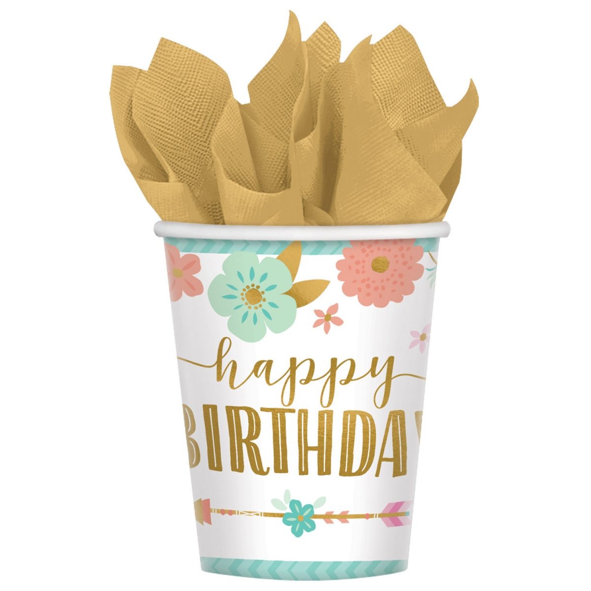 Ποτήρια χαρτ. 266ml Boho Birthday Girl / 8 τεμ