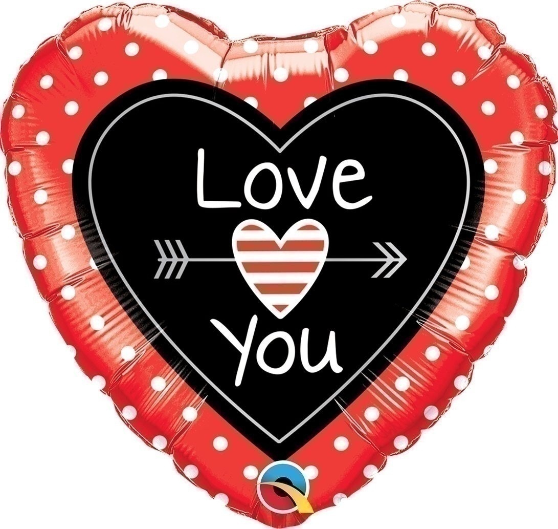 Μπαλόνι Φοιλ Καρδιά 18 Love You Dots & Arrows