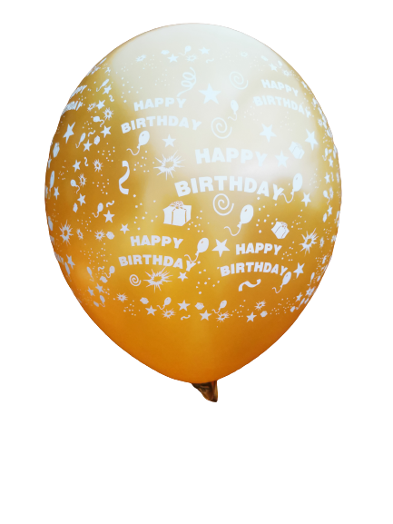 Μπαλόνια Λατεξ 12 Χρυσό Happy Birthday all Around /25 τεμ