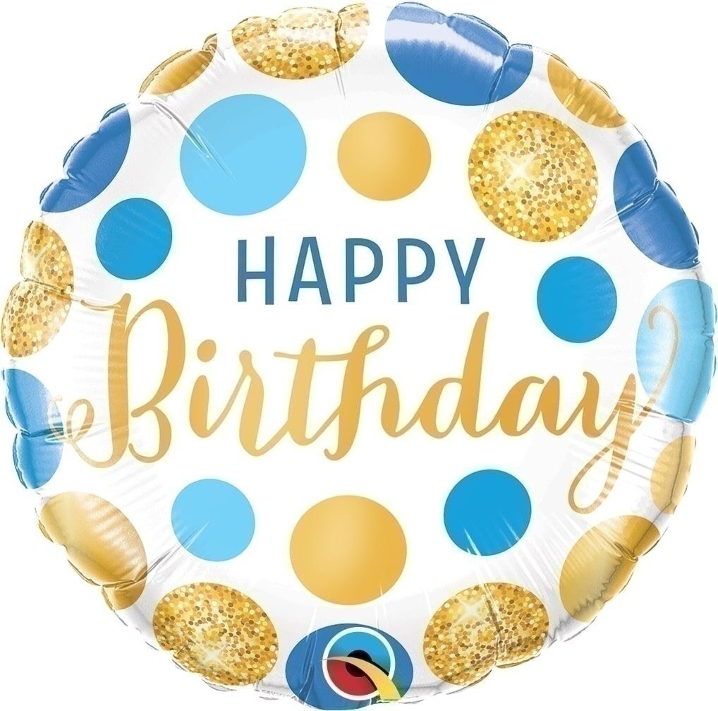 Μπαλόνι Φοιλ 18 Birthday Blue & Gold Dots / 46 εκ