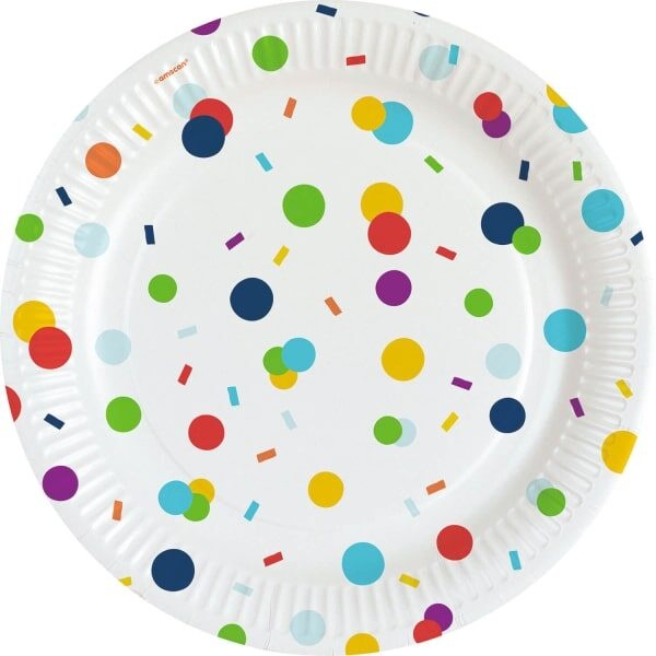Πιάτα χαρτ. φαγητού 23εκ Confetti Birthday /8 τεμ
