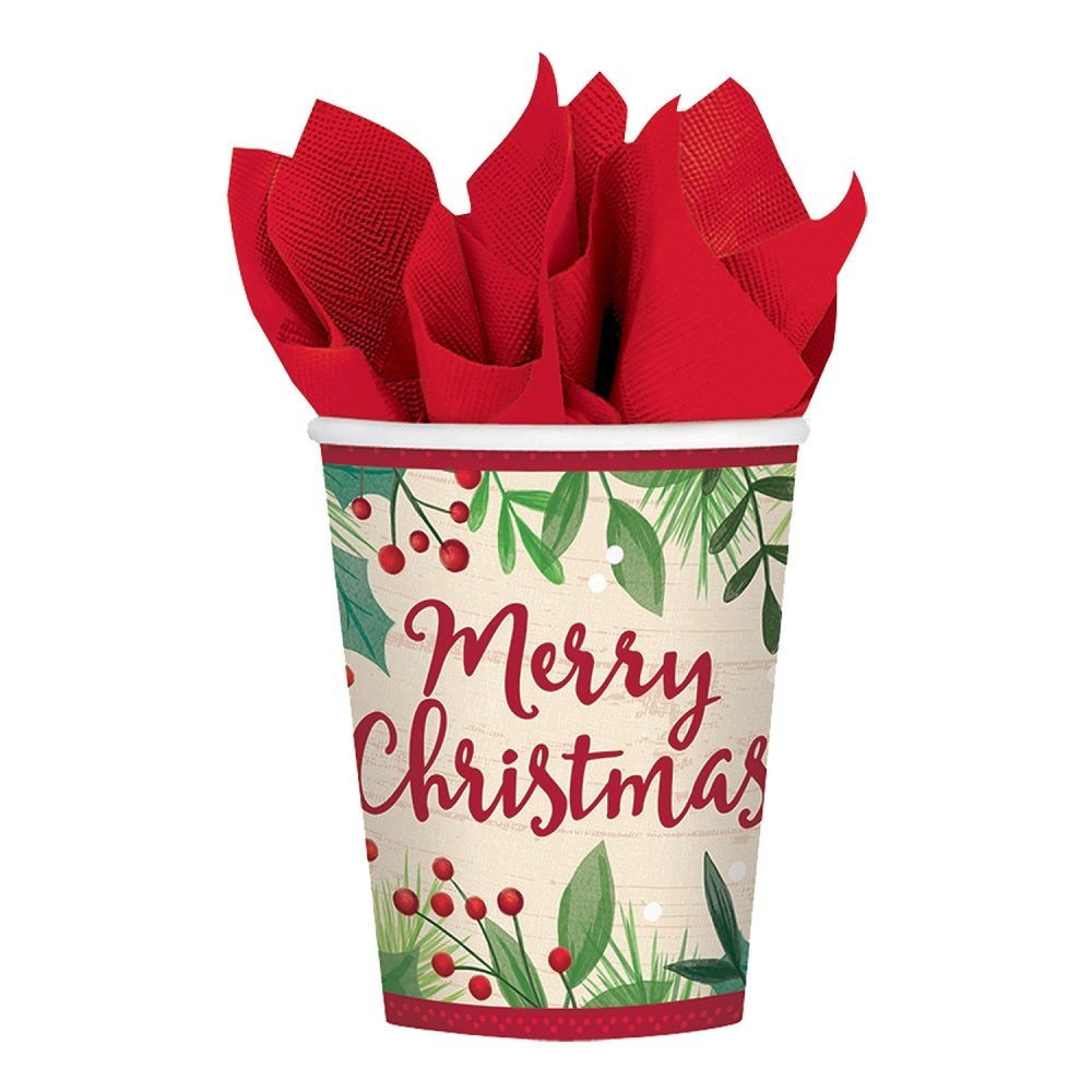 Ποτήρια χαρτ. Merry Holly Day 266 ml
