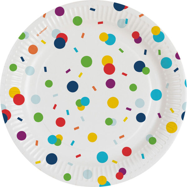 Πιάτα χαρτ. φαγητού 23εκ Confetti Birthday /8 τεμ