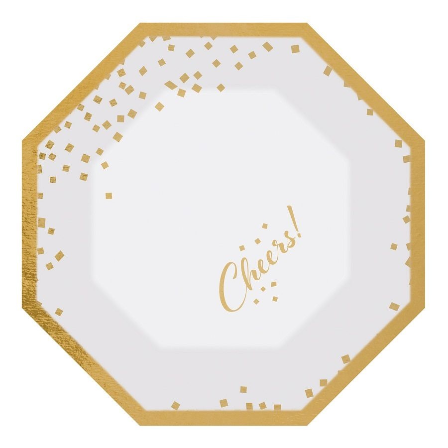 Πιάτα χαρτ. γλυκού 20 εκ Golden Wishes Cheers / 6 τεμ
