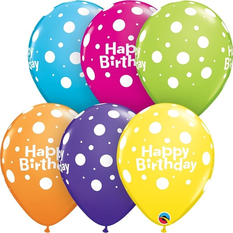 Μπαλόνια 11 Birthday - A - Round Big Polka Tropical Ast /50 τεμ
