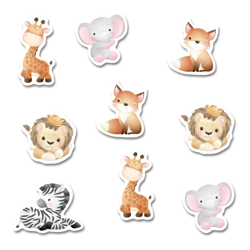 Αυτοκόλλητα Ζωάκια ζούγκλας 5cm / 8τμχ