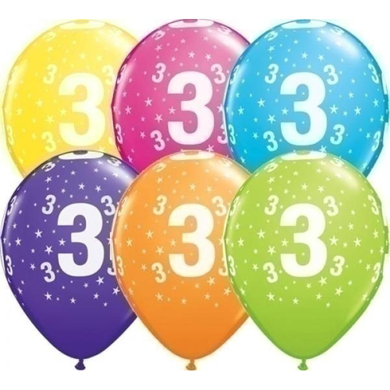 Μπαλόνια Λάτεξ 11 Νούμερο -3- Tropical Assort. /25 τεμ