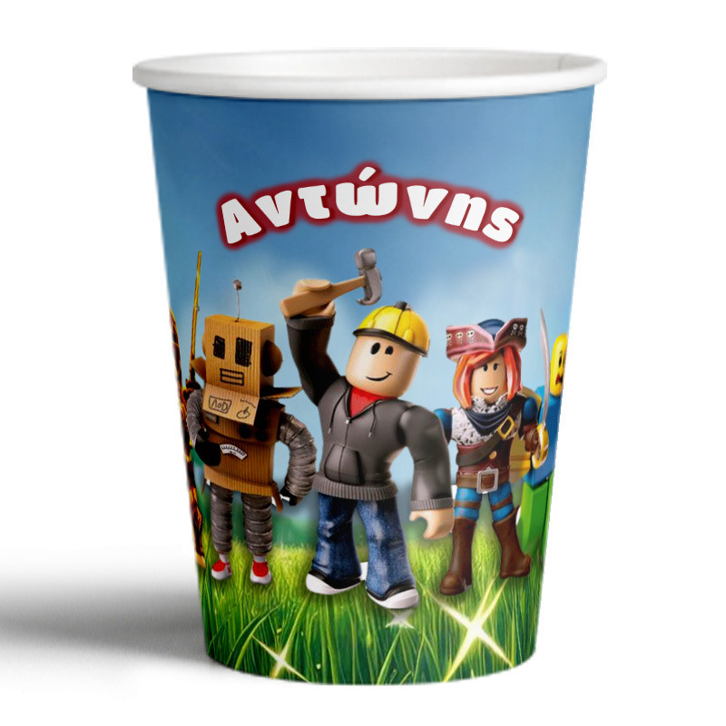 Ποτηράκια χάρτινα με όνομα Roblox 250ml/8τμχ