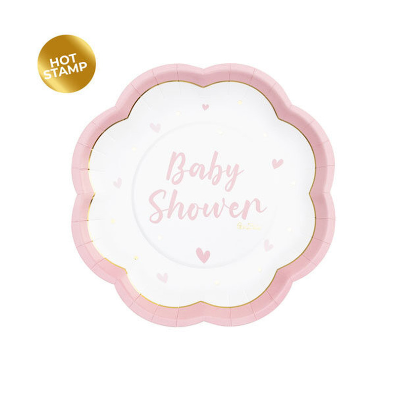 Πιάτα 20εκ Σχήμα Baby Shower Ροζ  / 8 τεμ