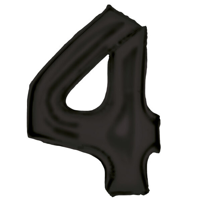 Μπαλόνι Φοιλ Σχήμα Μαύρο Νούμερο 4 - Silk Lustre Black / 86 εκ