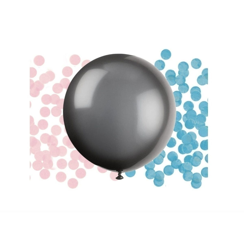 Μπαλόνι Λάτεξ 24 Μαύρο με Κομφετί Gender Reveal / 61 εκ