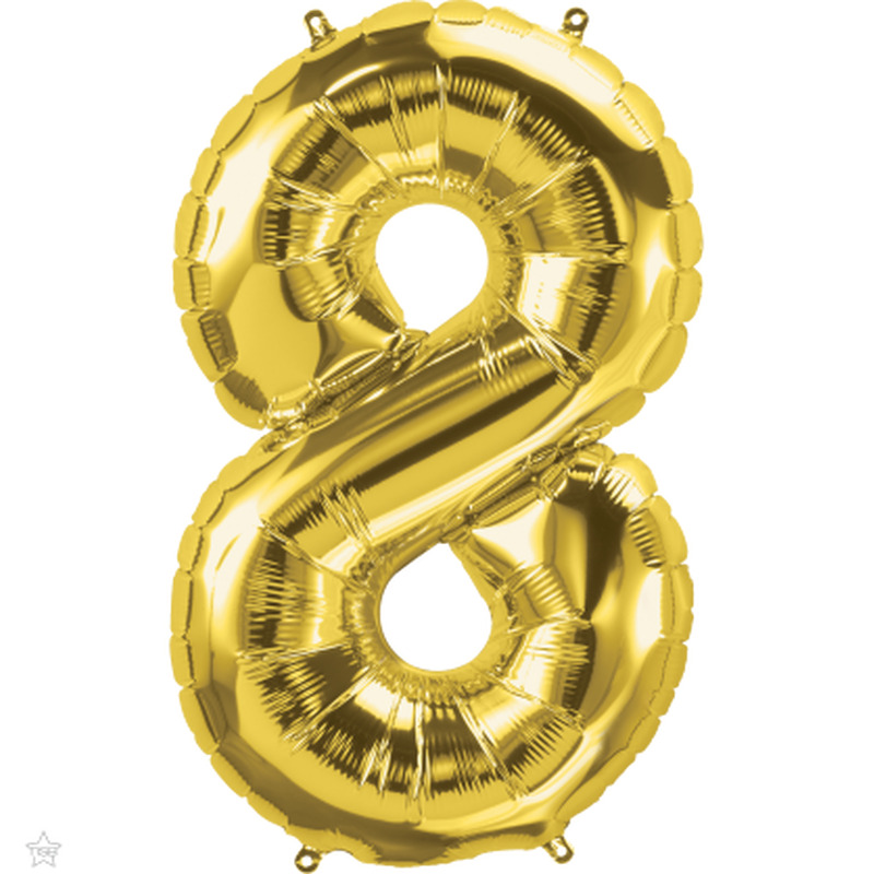 Μπαλόνι Φοιλ Σχήμα Νούμερο 8 Χρυσό 86εκ ύψος