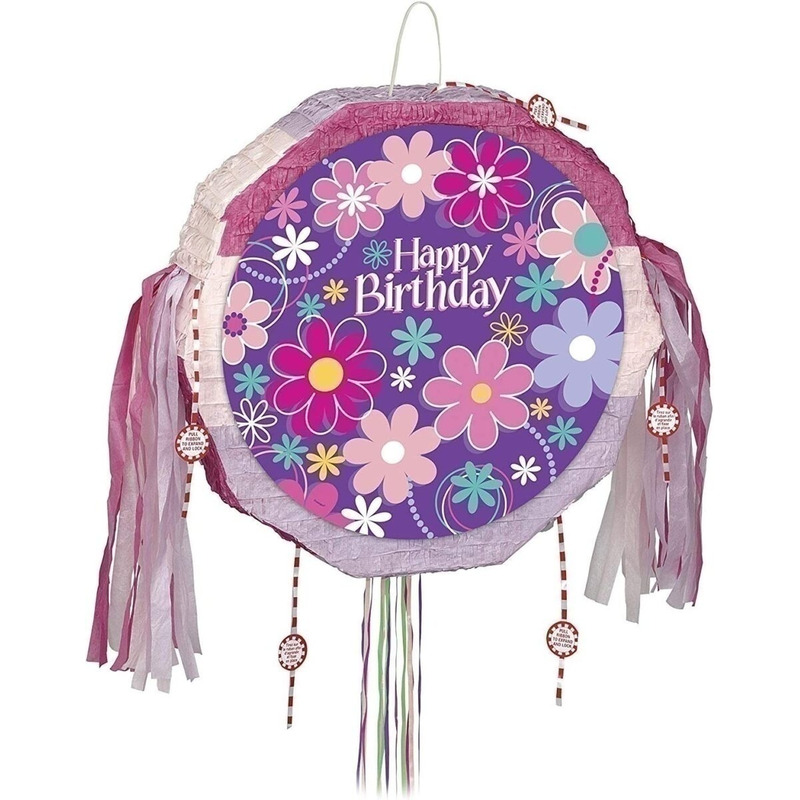 Birthday Blossoms Drum Pull Pop Out Pinata