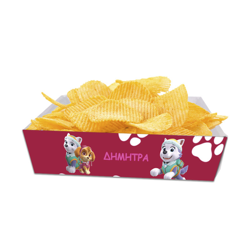Κουτάκια για πατατάκια Paw Patrol Girl με όνομα 8τμχ/ 15cmx10cmx4cm