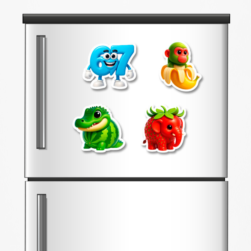 Ξύλινα μαγνητάκια 67 & Brainrot 5cm/ 4τμχ