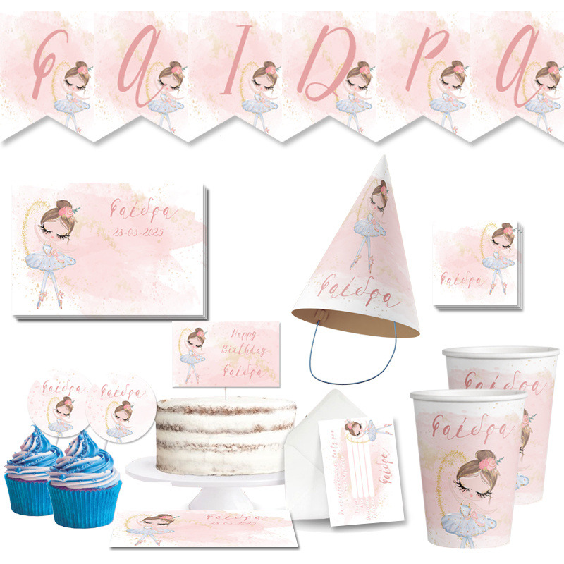 Σετ πάρτυ με όνομα Μπαλαρίνα Pastel XL / 8 ατόμων