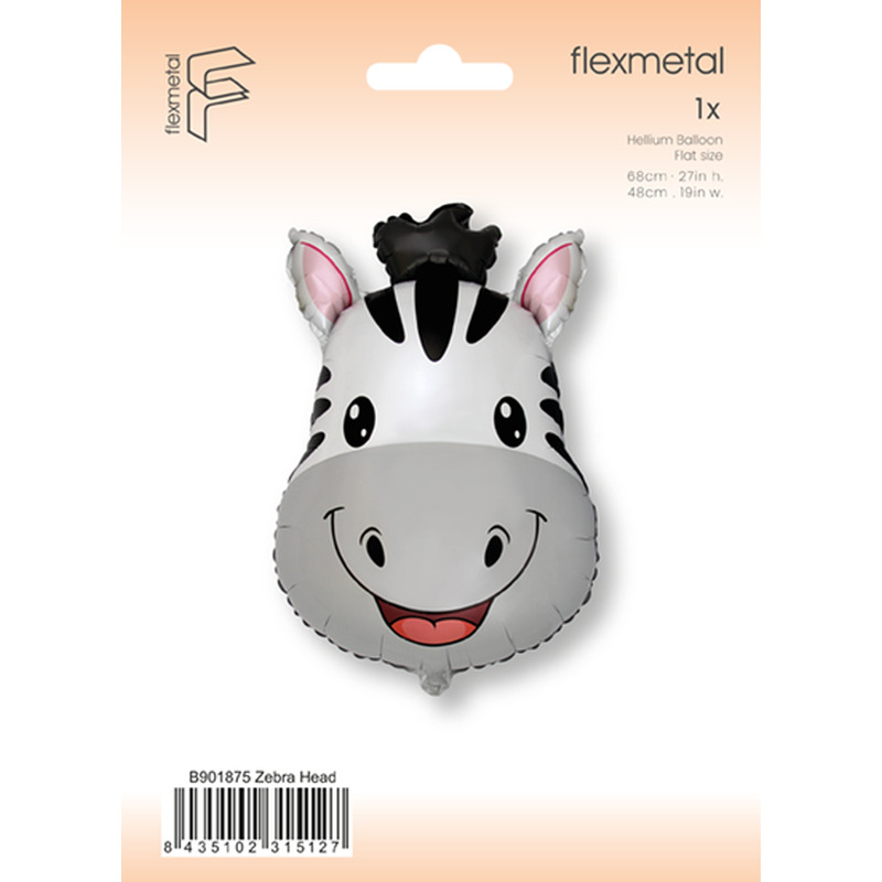 Μπαλόνι Φοιλ Σχήμα Κεφάλι Ζέβρα / 68 x 48 εκ - Συσκευασμένο