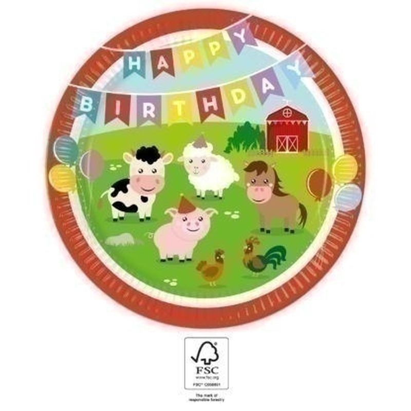 Πιάτα χάρτινα φαγητού Ζωάκια Φάρμας Barnyard / 8 τεμ