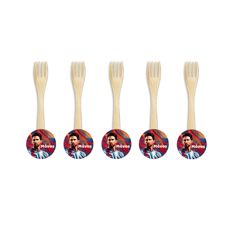 Ξύλινα Πιρουνάκια με όνομα Messi / 8τμχ